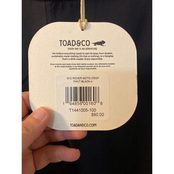 Toad&Co Rover Moto Crop Pants skinny fit size 4 BLACK stretch pockets MSRP $90 - Picture 5 of 7